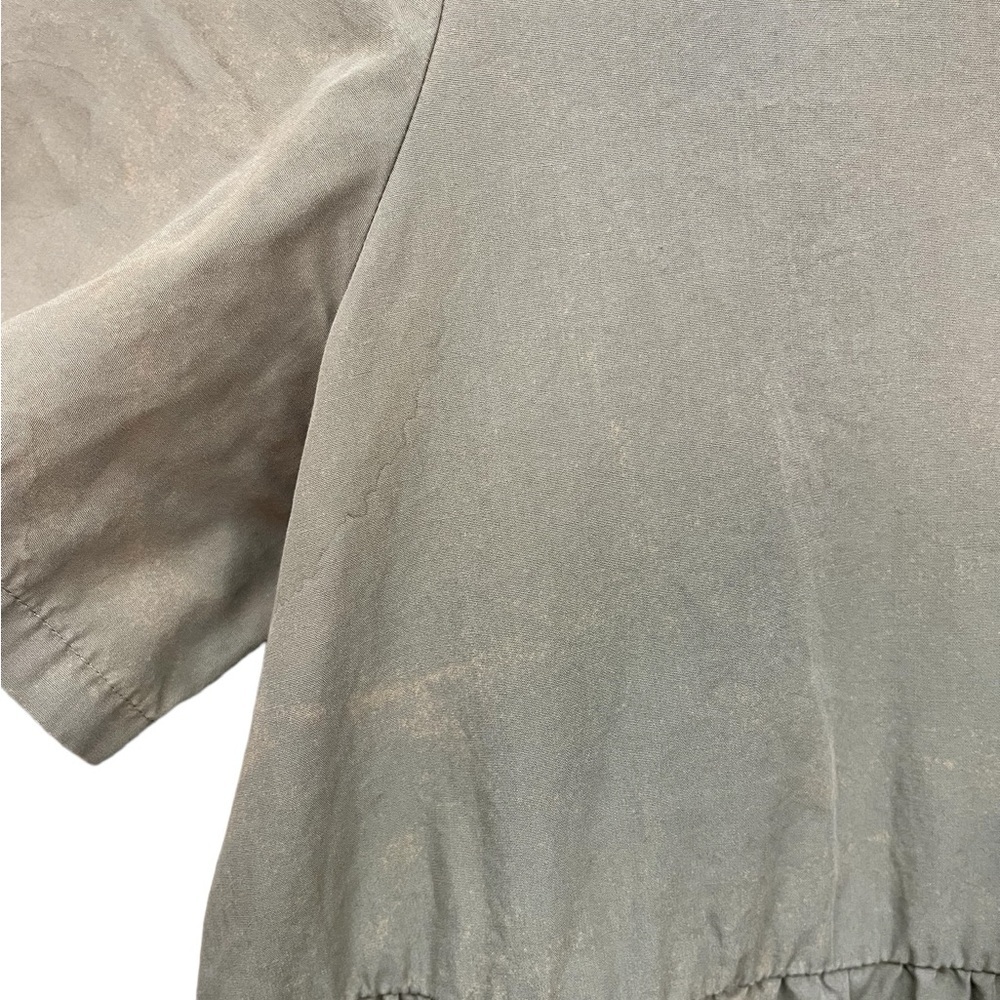 Madewell Button Front Tiered Poplin Babydoll Mini Dress Olive Green Size Medium - Picture 6 of 8